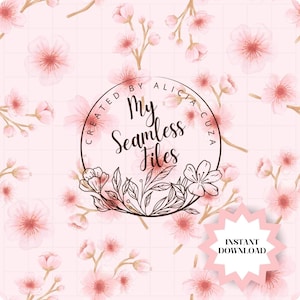 Baby Rosa Kirschblüte Muster | Florales Digitales Papier | Frühling Sakura Druck | Kinderzimmer Wallpaper Digitaler Download Kommerzielle Nutzung