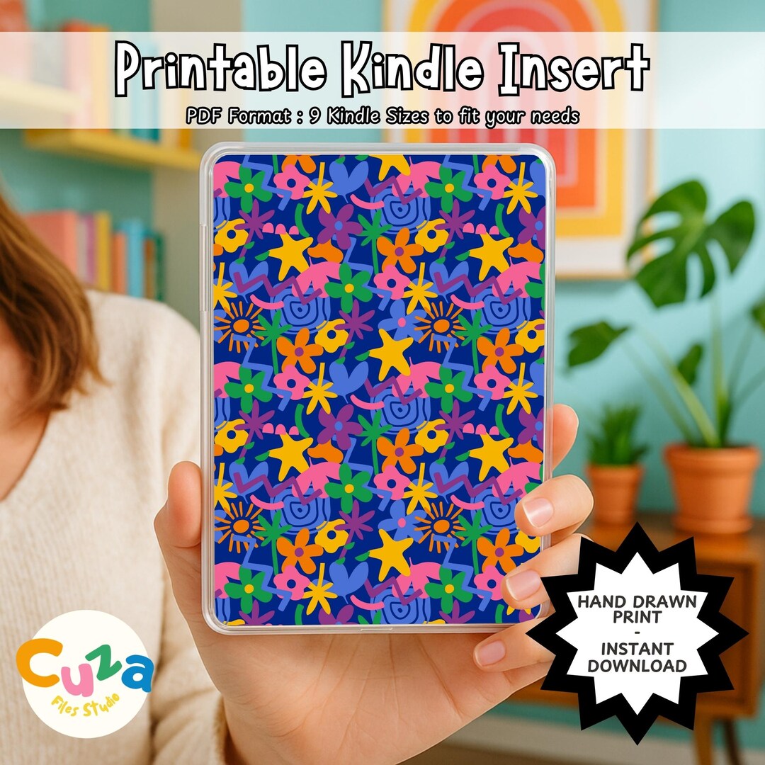 Colorful Abstract Printable Kindle Insert Bundle Hand Drawn Digital ...