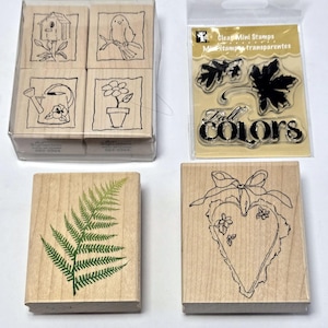 Wood and Rubber Stamps Scrapbooking Ink Stamps Journal Crafting Diary Planner Gardening Theme Set