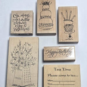 Wood and Rubber Stamps Scrapbooking Ink Stamps Journal Crafting Diary Planner Invitation Theme Set