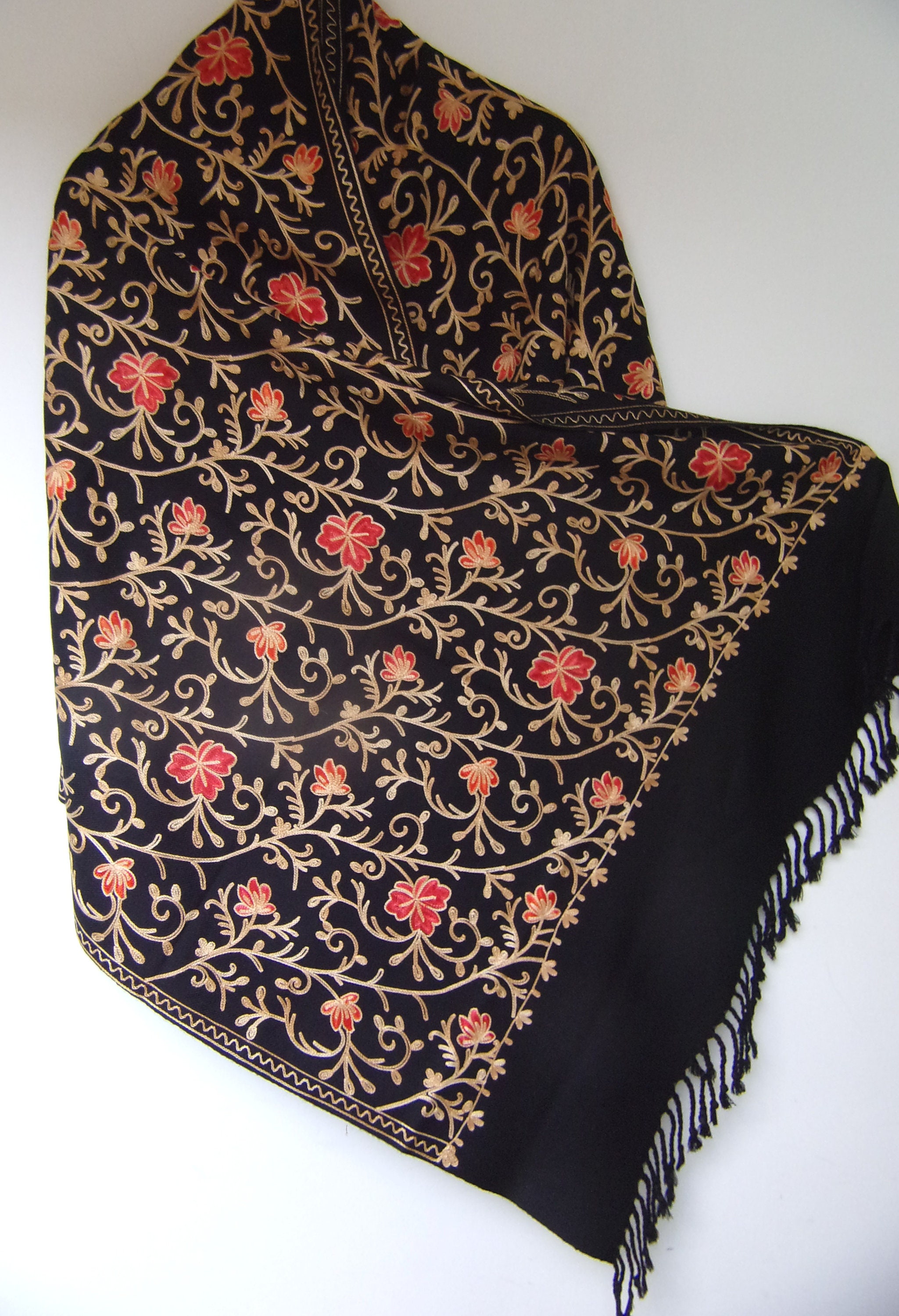 black floral shawl