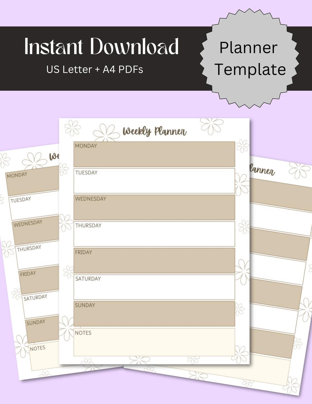 Flower Weekly Planner Printable | Weekly Calendar | Printable PDF ...