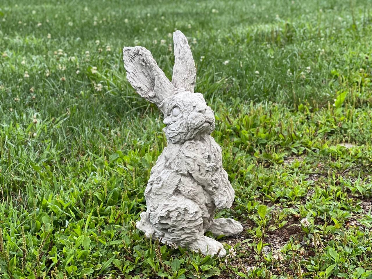 Garden Rabbit 15 In, Concrete Bunny Statue, Outdoor Animal Decoration ...