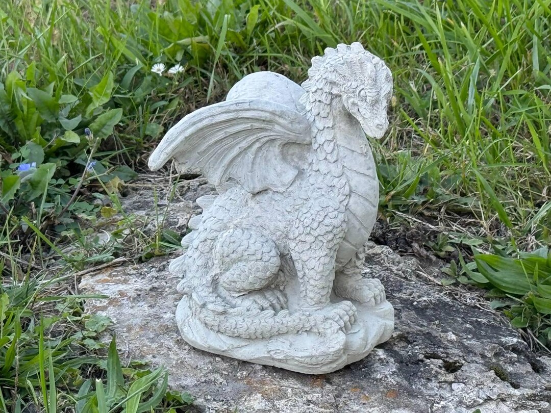 Dragon Sculpture 9 In, Asian Dragon Statue, Concrete Fantasy Animal ...