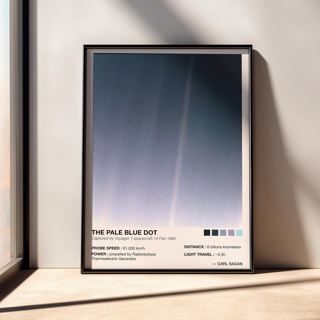 The Pale Blue Dot Remastered Poster: NASA Series Minimalist Space Print ...