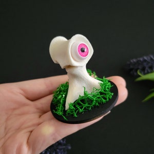 Real Bone oddity art, horror eyeball monster figurine, handmade halloween decor, curiosity cryptid creature dark cottagecore skull goth gift