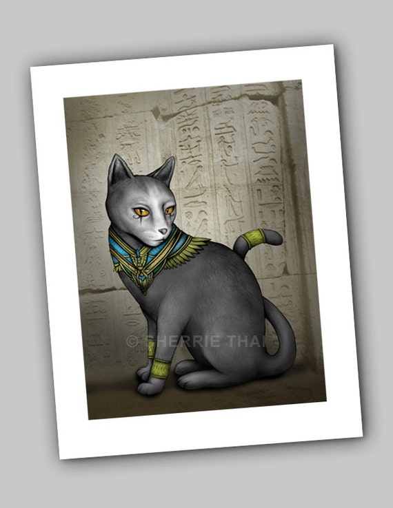 Kot Egipski Bogini Bastet Starożytna Mitologia Druk Plastyczny Oryginalny Design