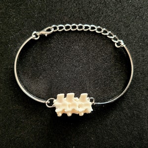 Gothic Bone Bracelet, silver handmade vertebrae jewelry, hinge bangle bracelet, goth oddity jewelry, goblincore bone macabre gift image 6