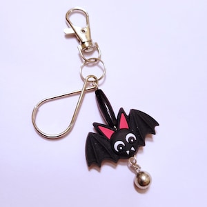 Cartoon Bat charm, handmade gothic bat bag charm keychain accessory, cute bat decoration, vampire charm, double sided key ring, bat gift