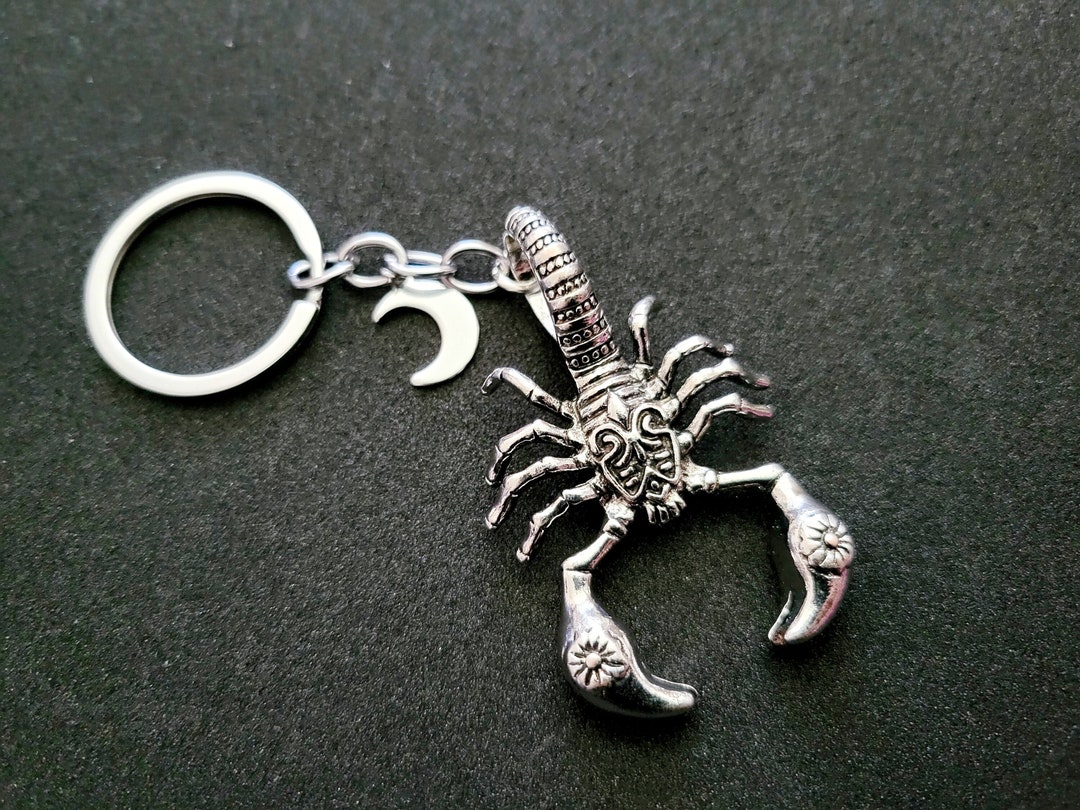 Scorpion Keychain, Silver Goth Accessory, Horror Goblincore Jewelry