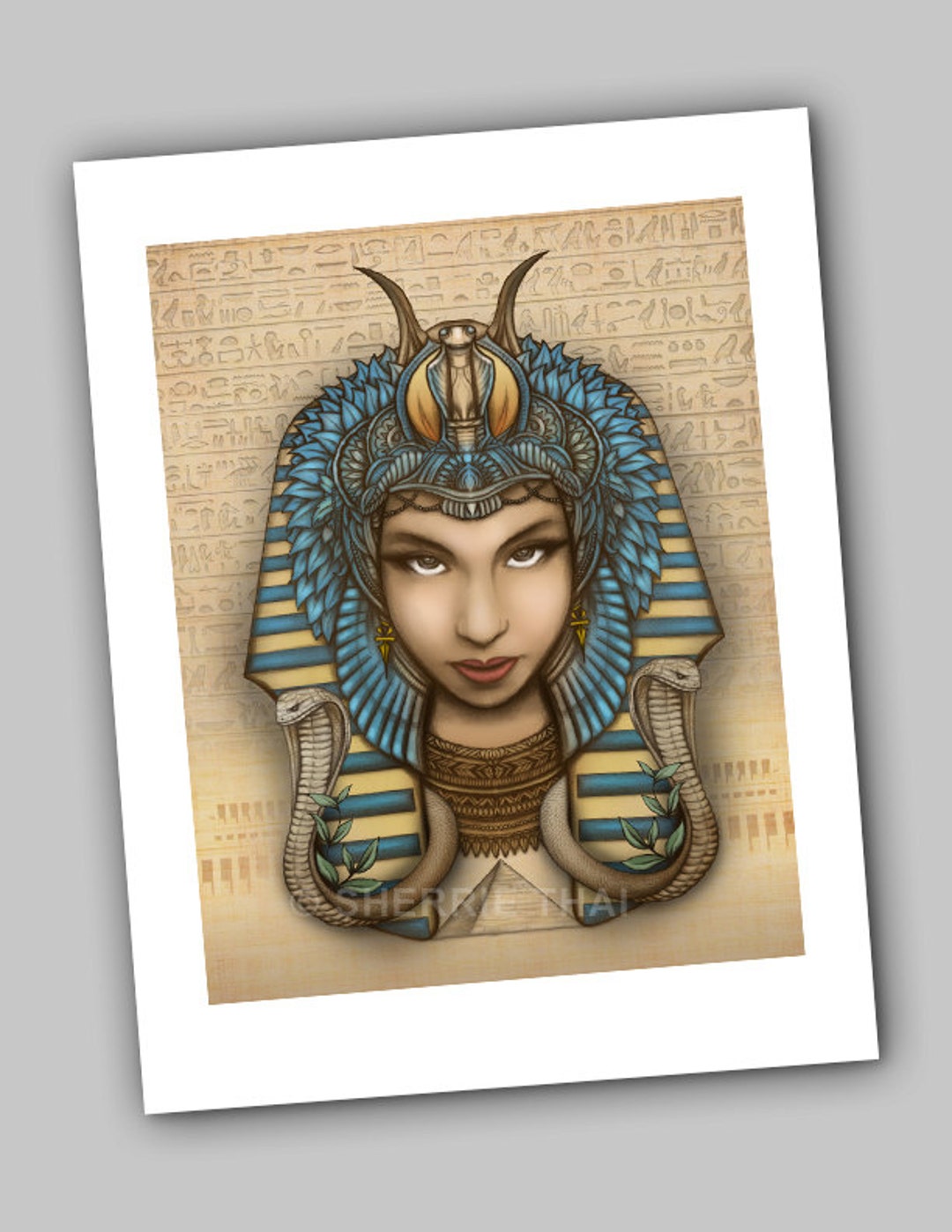 Egyptian Pharaoh Queen Wall Decor Art Print, Hatshepsut Cleopatra Goddess  Hieroglyphic Snake Pyramid Nefertiti Wall Hanging Fantasy Art Gift - Etsy, image size:1080x1398