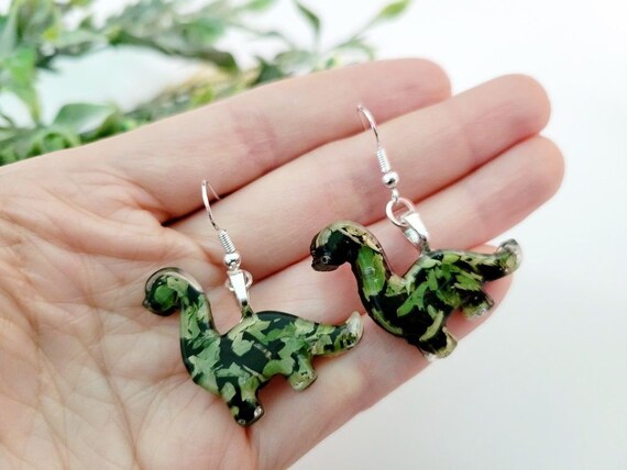 Resin dinosaur earrings deals