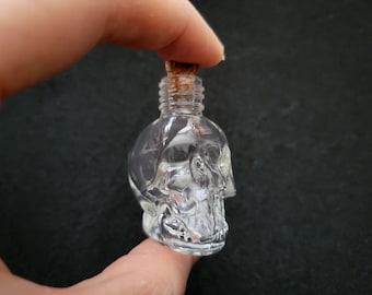 Mini Glass Skull Jar, gothic skull home decor, empty jar supply, dark cottage jar, macabre home decor, goblincore skull gift