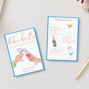 Anpassbare Bachelorette Einladung & Reiseplan (PDF-Download 5x7-Zoll-Größe)