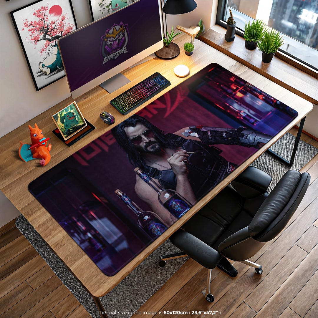 Cyberpunk Samurai Gaming Mouse Pad Johnny Silverhand Desk Mat, Large ...