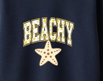 Beachy PNG Starfish Clipart Varsity Beach Graphic Summer Sublimation Coastal Design Instant Download