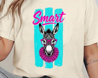Smart Donkey PNG, Sassy Farm Animal, Funny Animal Glasses, Teal Stripe (Digital Download)