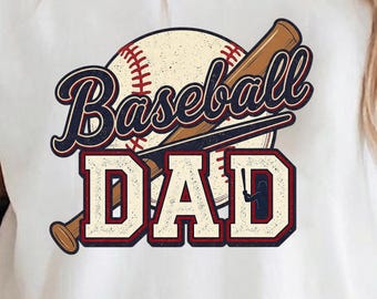 Baseball Dad PNG Retro Baseball Clipart Fathers Day Gift Baseball Bat Sublimation Instant Download