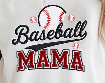 Baseball Mama PNG Embroidery Style Clipart Baseball Mom Sublimation Mothers Day Gift Instant Download