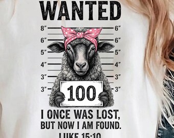 Wanted Sheep PNG Funny Mugshot Clipart Christian Faith Luke 15 10 Sublimation Instant Download