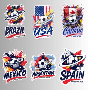 World Cup 2026 PNG Bundle Soccer Nations Clipart Brazil USA Canada Mexico Argentina Spain Instant Download