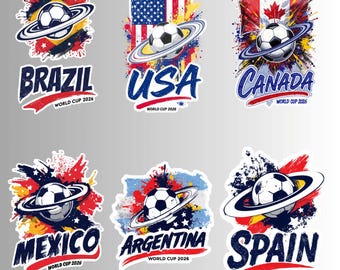 World Cup 2026 PNG Bundle Soccer Nations Clipart Brazil USA Canada Mexico Argentina Spain Instant Download