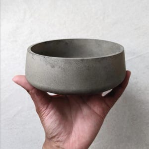 Grey Concrete Bowl | Small Round Concrete Planter | Cement Storage Dish | Concrete Display Dish | Decorative Display Bowl | Curved Edge Bowl