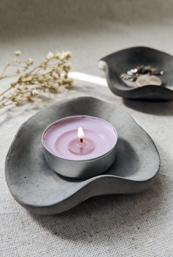Small Concrete Dish Wavy Concrete Display Dish Tea Light