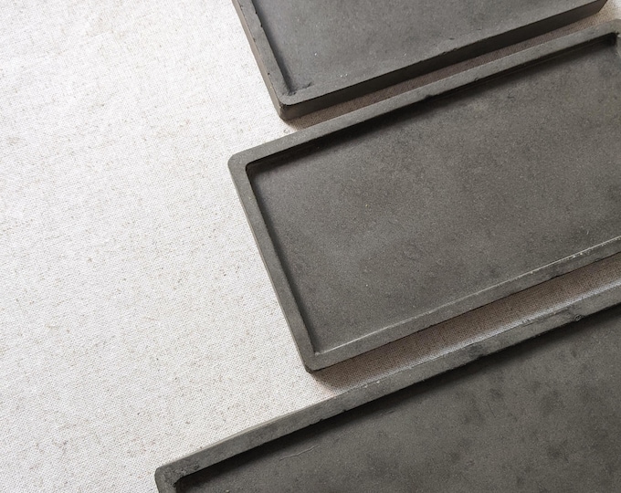 Handmade Rectangular Concrete Tray | Minimalist Soap Bottle Tray | Grey Display Dish | Cement Soap Dish | Coffee Table Tray | Vanity Dish