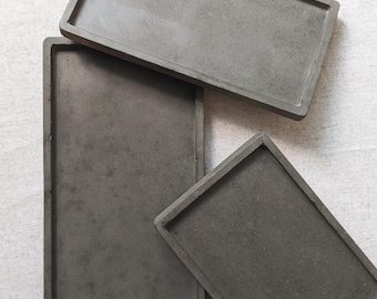 Rectangular Concrete Tray | Grey Rectangle Display Tray | Home Decor Minimalist Table Centerpiece | Minimal Concrete Tray | Cement Tray Set