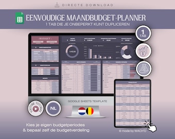 Dutch Budget Planner | Simple Google Sheets | Monthly Budget Planner | Personal Finance | Personal Budget | Budgeting