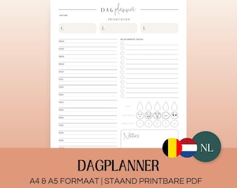 Daily Planner NL | A4 & A5 Printable PDF | Printable | Daily Schedule | Hourly Planner | Daily Time Planner | Daily Organization