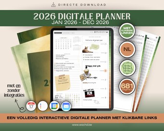 Dutch Digital Planner 2026 | PDF Planner with Hyperlinks | Goodnotes iPad Agenda | Notability | Dated Digital Calendar