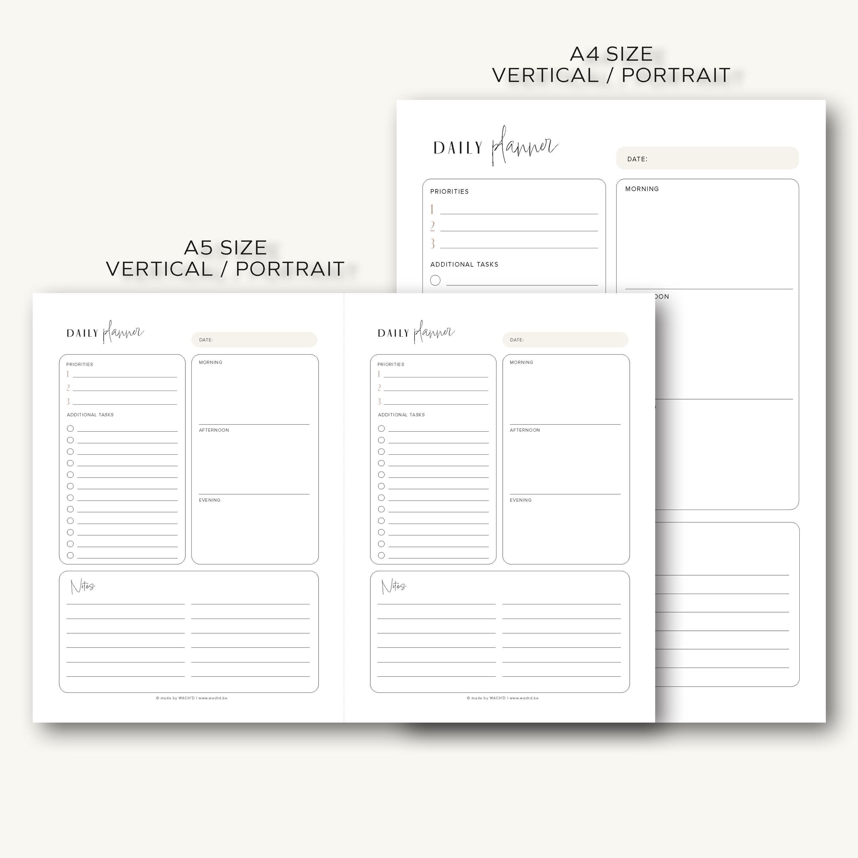 Daily Planner | A4 & A5 Printable PDF | Printable Daily Planner | Daily ...