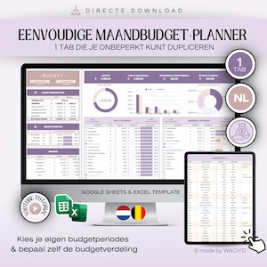 Niederländischer Budgetplaner | Einfache Google Tabellen | Monatlicher Budgetplaner | Persönliche Finanzen | Persönliches Budget | Budgetierung Bild 1