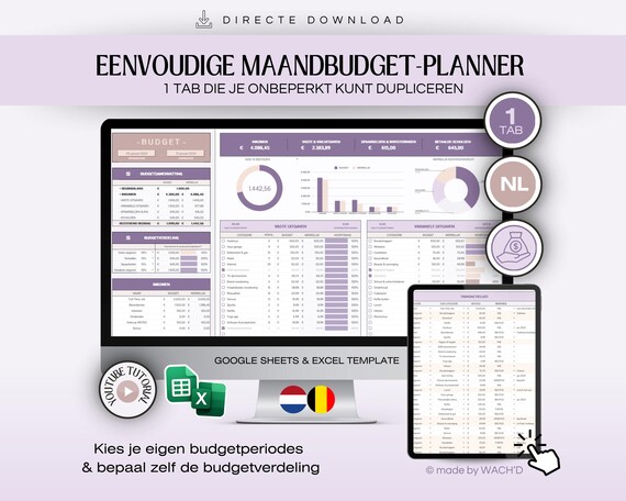 Nederlandse Budgetplanner | Eenvoudige Google Sheets | Maandelijks Budgetplanner | Persoonlijke Financiën | Persoonlijk Budget | Budgetteren
