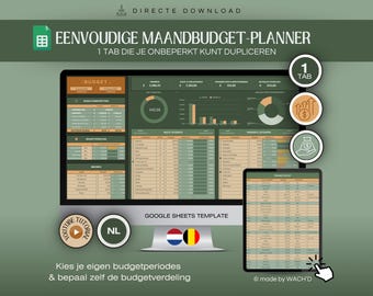 Dutch Budget Planner | Simple Google Sheets | Monthly Budget Planner | Personal Finance | Personal Budget | Budgeting