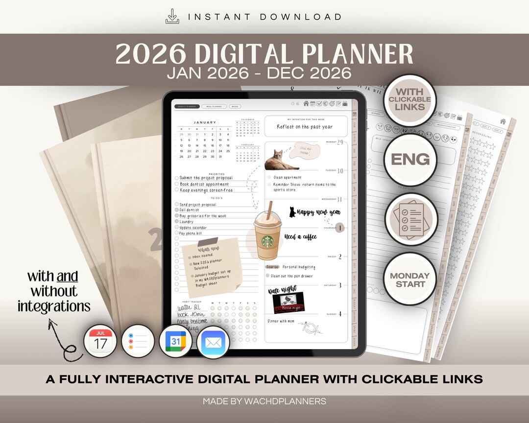 Digital Planner 2026 | Hyperlinked PDF Planner | iPad Planner for ...