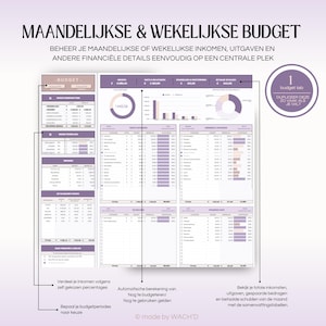 K&ouml;nnte beinhalten: Ein druckbares Budget-Arbeitsblatt mit einem lila und wei&szlig;en Farbschema. Das Arbeitsblatt enth&auml;lt Abschnitte f&uuml;r monatliche und w&ouml;chentliche Einnahmen, Ausgaben, Ersparnisse und Investitionen. Das Arbeitsblatt enth&auml;lt auch einen Abschnitt zur Verfolgung von Schuldenzahlungen. Das Arbeitsblatt soll Benutzern helfen, ihre Finanzen zu verfolgen und ein Budget zu erstellen.