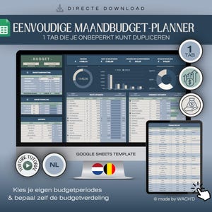 Dutch Budget Planner | Simple Google Sheets | Monthly Budget Planner | Personal Finance | Personal Budget | Budgeting image 1