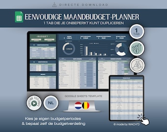 Dutch Budget Planner | Simple Google Sheets | Monthly Budget Planner | Personal Finance | Personal Budget | Budgeting