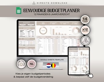Dutch Budget Planner | Simple Google Sheets | Annual Budget Planner | Personal Finance | Household Budget Planner