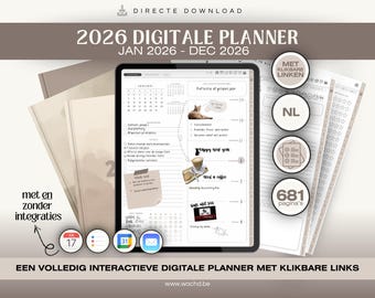 Dutch Digital Planner 2026 | PDF Planner with Hyperlinks | Goodnotes iPad Agenda | Notability | Dated Digital Calendar