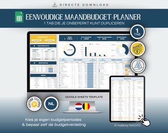 Niederländischer Budgetplaner | Einfache Google Tabellen | Monatlicher Budgetplaner | Persönliche Finanzen | Persönliches Budget | Budgetierung