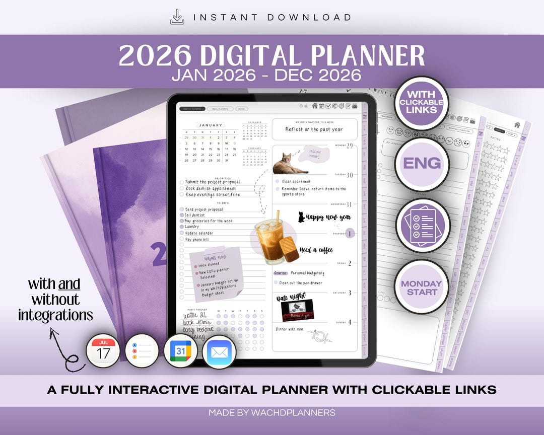Digital Planner 2026 | Hyperlinked PDF Planner | iPad Planner for ...