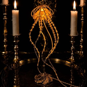 Jellyfish Bone Lamp, Real Animal Skeleton Sculpture, Gothic Oddities Lighting, Dark Academia Decor, Cabinet of Curiosities, Osteology Gift