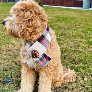 Pull Through Sherpa Dog Bandana| Cat Bandana| Adjustable Bandana| Winter Bandana| Pet Scarf| Red Pet Bandana| New Puppy Gift| Gingerbreadman