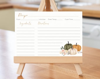 Pumpkin Recipe Cards | Printed 4x6 Double Sided Cards