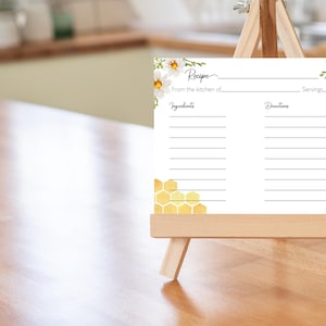 Carte de recette abeille IMPRIMÉE | Douche nuptiale | De la mariée à l'abeille | Shower de mariage | Carte recto-verso