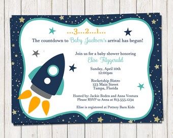 space themed baby shower invitations